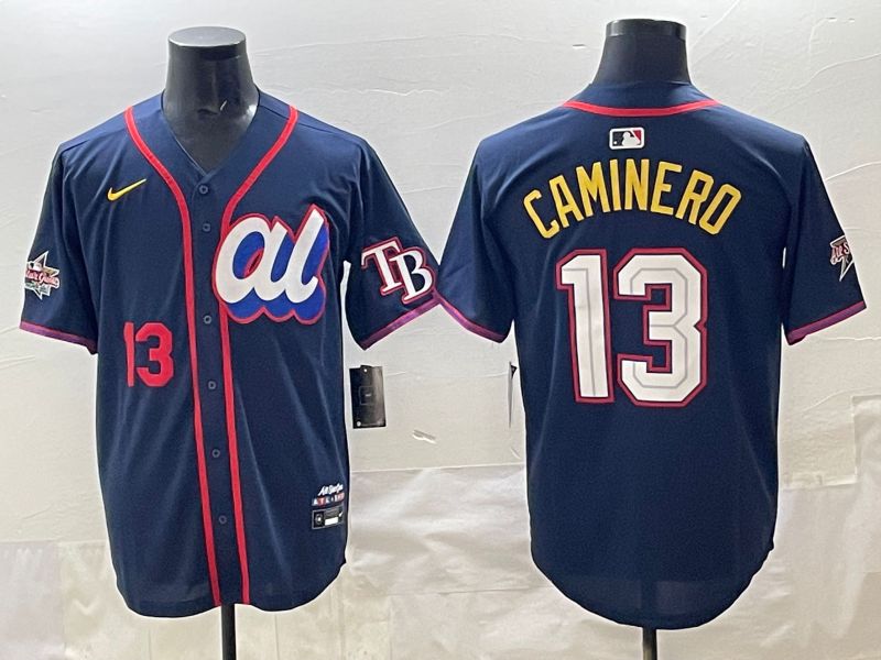 Men 2025 Tampa Bay Rays #13 Caminero Drak Blue All star Nike MLB Jersey style 04
